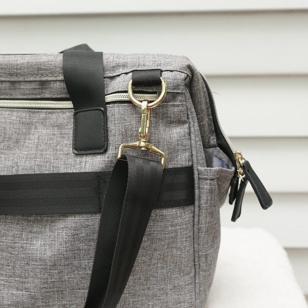 Ruvalino Grey Black Carryall Travel Tote Diaper Bag - Picture 8 of 15